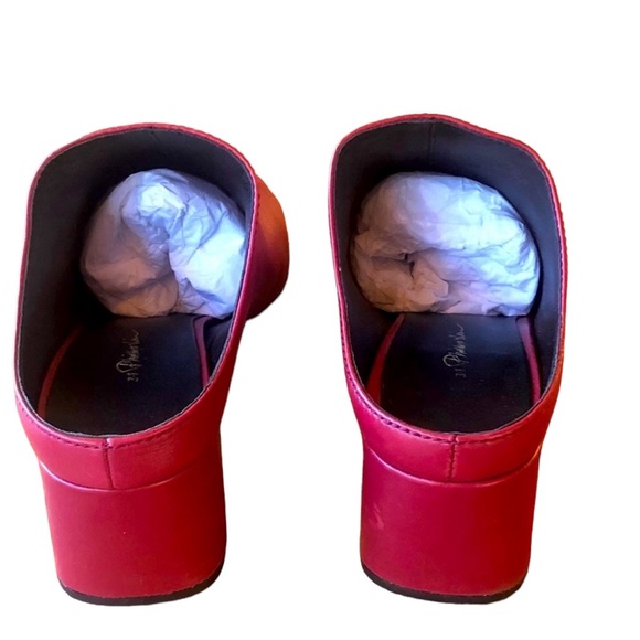 Philip Lim Cube 3.1 Open Toe Leather Burgundy  Chunky Block Heel Mules - Picture 6 of 13